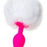 Розовая анальная втулка Sweet bunny с белым пушистым хвостиком