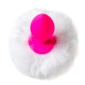 Розовая анальная втулка Sweet bunny с белым пушистым хвостиком