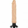 Телесный вибратор на присоске Basecock Realistic Vibrator 2in1 - 20 см.