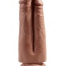 Сдвоенный кофейный фаллоимитатор на присоске 7" Two Cocks One Hole - 20,3 см.