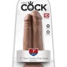 Сдвоенный кофейный фаллоимитатор на присоске 7" Two Cocks One Hole - 20,3 см.