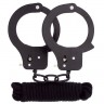 Чёрные наручники из листового металла в комплекте с веревкой BONDX METAL CUFFS&LOVE ROPE SET