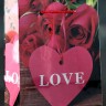 Подарочный пакет Love с розочками и сердечками - 15 х 12 см.