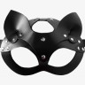 Черная кожаная маска "Кошка" с ушками