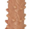 Телесная насадка с шипами и открытой головкой Nude Sleeve M - 12 см.
