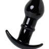 Черная стеклянная анальная втулка Sexus Glass с ограничителем - 11,5 см.