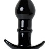 Черная стеклянная анальная втулка Sexus Glass с ограничителем - 11,5 см.