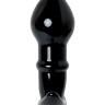 Черная стеклянная анальная втулка Sexus Glass с ограничителем - 11,5 см.