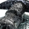 Черная стеклянная анальная втулка Sexus Glass с ограничителем - 11,5 см.