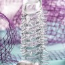 Прозрачная насадка на пенис с шипиками и вибропулей - 13,4 см.