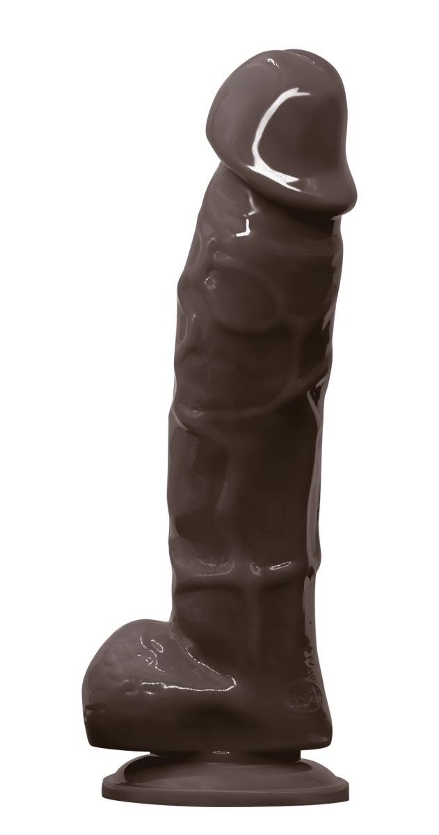 Коричневый фаллоимитатор с мошонкой на присоске 5 Inch Dildo - 17,5 см.