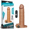 Коричневая вибронасадка-удлинитель на пенис Add 3 Pleasure X Tender Vibrating Penis Sleeve - 19,5 см.