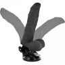 Черный вибратор на мощной присоске Basecock Realistic Vibrator Remote Control - 21 см.