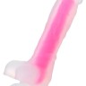 Прозрачно-розовый фаллоимитатор, светящийся в темноте, Clark Glow - 22 см.