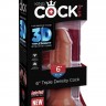 Коричневый фаллоимитатор на присоске 6" Triple Density Cock - 18,4 см.