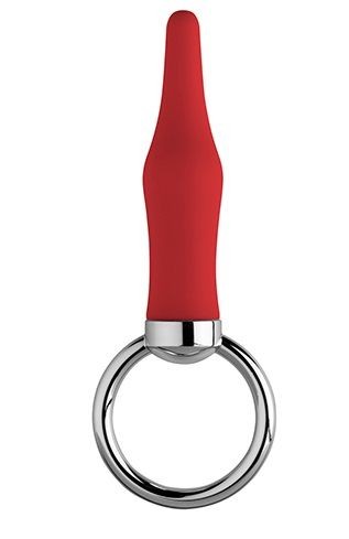 Красная анальная пробка с колечком BUTT O 3INCH BUTT PLUG RED - 8 см.