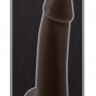 Коричневый гладкий фаллоимитатор на присоске с мошонкой Smooth 5 Inch Dildo - 17 см.