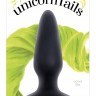 Чёрная анальная пробка с неоново-жёлтым хвостом Unicorn Tails Yellow - 9,9 см.