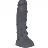 Тёмно-серый фаллоимитатор "Троллик" с крупными шишечками - 27 см.