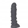 Тёмно-серый фаллоимитатор "Троллик" с крупными шишечками - 27 см.