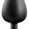 Черная анальная пробка с прозрачным стразом-сердечком Bling Plug Large - 9,5 см.