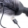 Черная анальная вибропробка с серым лисьим хвостом Grey Fox Tail Vibrating Anal Plug