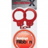 Набор для фиксации BONDX METAL CUFFS AND RIBBON: красные наручники из листового материала и липкая лента
