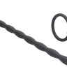 Черный стимулятор уретры с кольцом на головку Silicone Plug & Cock Ring Set