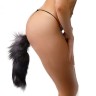 Черная анальная пробка с серым лисьим хвостом Grey Fox Tail Anal Plug
