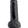 Чёрный фаллоимитатор с мошонкой 7" Cock with Balls - 19,4 см.