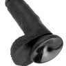 Чёрный фаллоимитатор с мошонкой 7" Cock with Balls - 19,4 см.