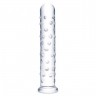 Прозрачный стеклянный фаллос с массажным рельефом 10  Extra Large Glass Dildo - 25,5 см.