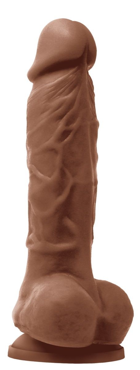 Коричневый фаллоимитатор на присоске 5 Dildo - 18 см.