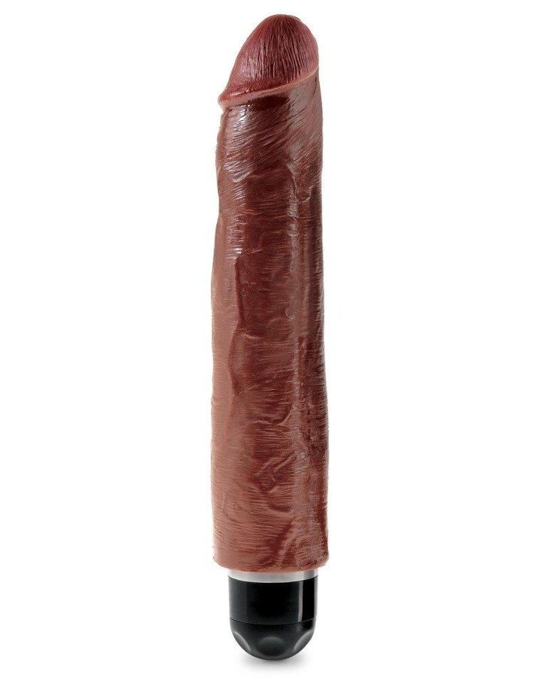 Коричневый вибратор-реалистик 10" Vibrating Stiffy - 30,5 см.
