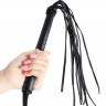 Чёрная кожаная плетка Cat-O-Nine Tails - 46,4 см.
