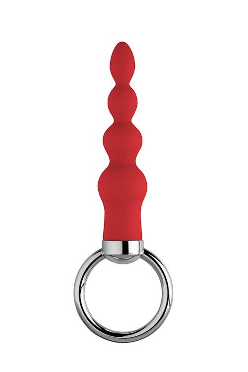 Красная анальная цепочка с колечком  BUTT O 3INCH BUTT PLUG