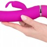 Лиловый вибратор-кролик с функцией сквирта Cumshot Rabbit Vibrator - 24 см.
