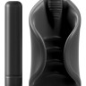 Чёрный мастурбатор Vibrating Silicone Stimulator с вибрацией
