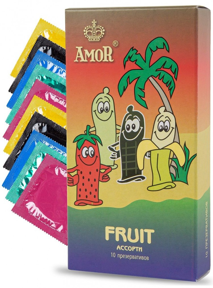 Ароматизированные презервативы AMOR Fruit "Яркая линия" - 10 шт.