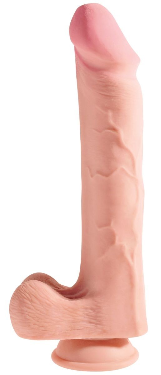 Телесный фаллоимитатор на присоске 12" Triple Density Cock with Balls - 33 см.