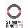 Серое эрекционное кольцо NEON STIMU RING 37MM GREY/PINK