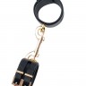 Черные наручники PREMIUM HANDCUFF WITH HOOK с золотистой перемычкой