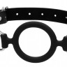 Черный кляп-кольцо с кожаными ремешками  Silicone Ring Gag with Leather Straps