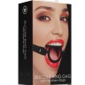 Черный кляп-кольцо с кожаными ремешками  Silicone Ring Gag with Leather Straps