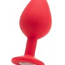Большая красная анальная пробка OUCH! Large Diamond Butt Plug с кристаллом - 8 см.