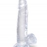 Прозрачный фаллоимитатор 7" Cock with Balls - 20,3 см.