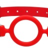 Красный кляп-кольцо с кожаными ремешками  Silicone Ring Gag with Leather Straps