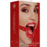 Красный кляп-кольцо с кожаными ремешками  Silicone Ring Gag with Leather Straps