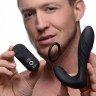 Черный вибростимулятор простаты Silicone Prostate Vibrator and Strap with Remote Control - 14,35 см.