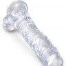 Прозрачный фаллоимитатор 8" Cock with Balls - 22,2 см.